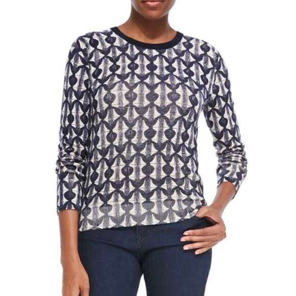 Tory Burch Tia merino wool printed crewneck sweater - Picture 1 of 7